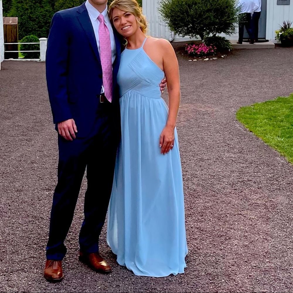 Light Blue Revelry Mackenzie Chiffon Bridesmaid Dress size 4 hemmed three inches